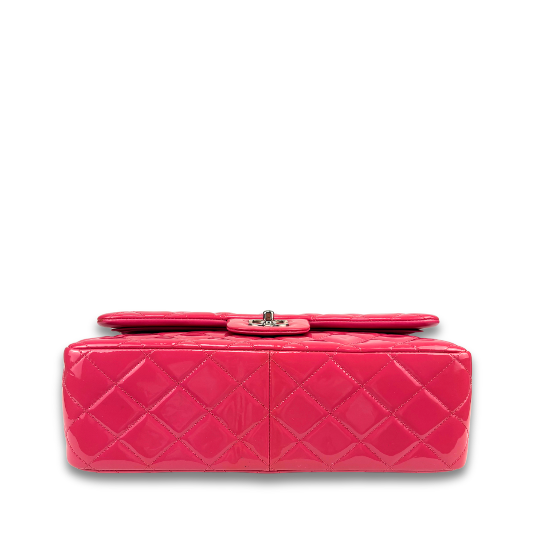 Chanel Dark Pink Patent Leather Jumbo Double Flap