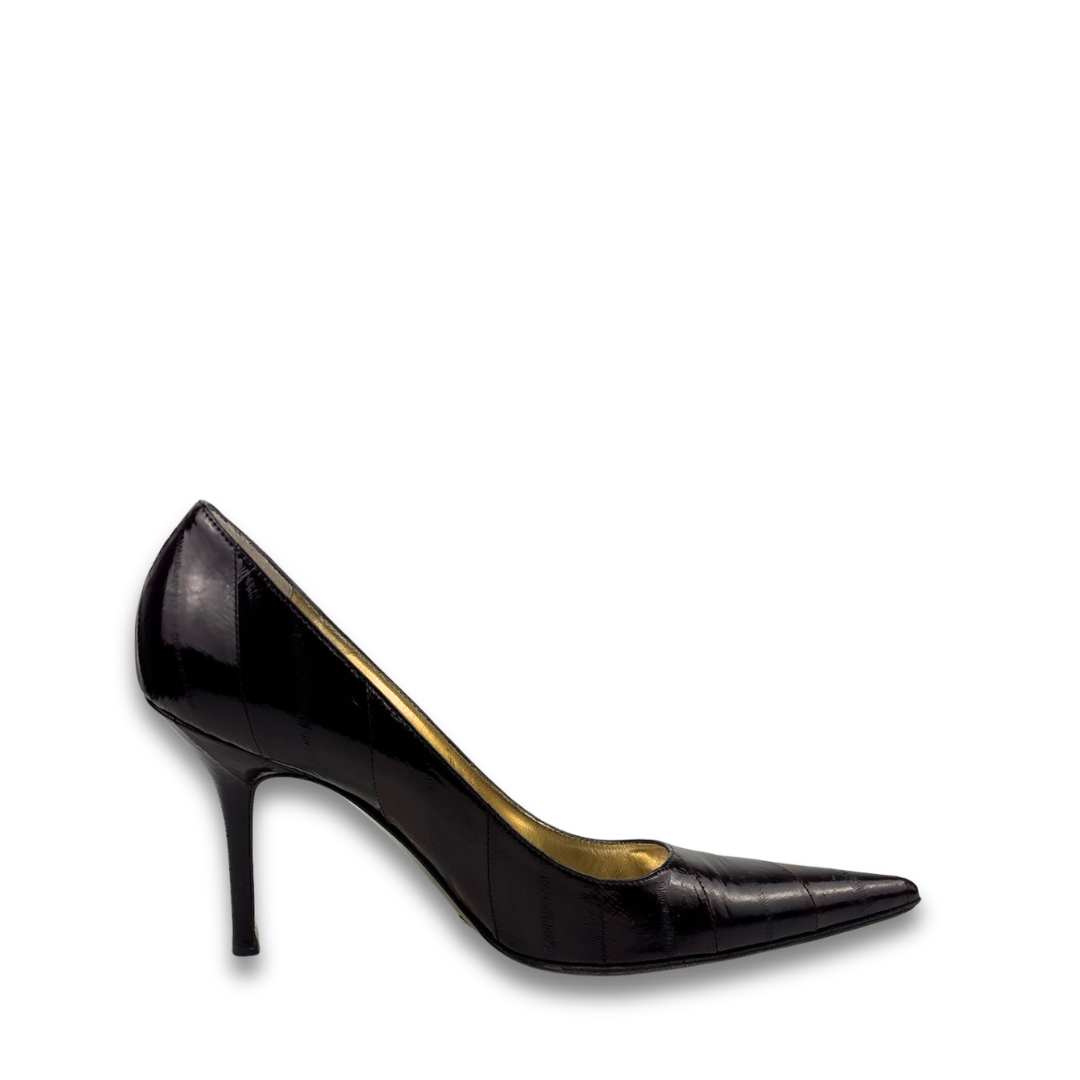 Dolce & Gabbana Brown Crocodile Embossed Heels - Size 38.5