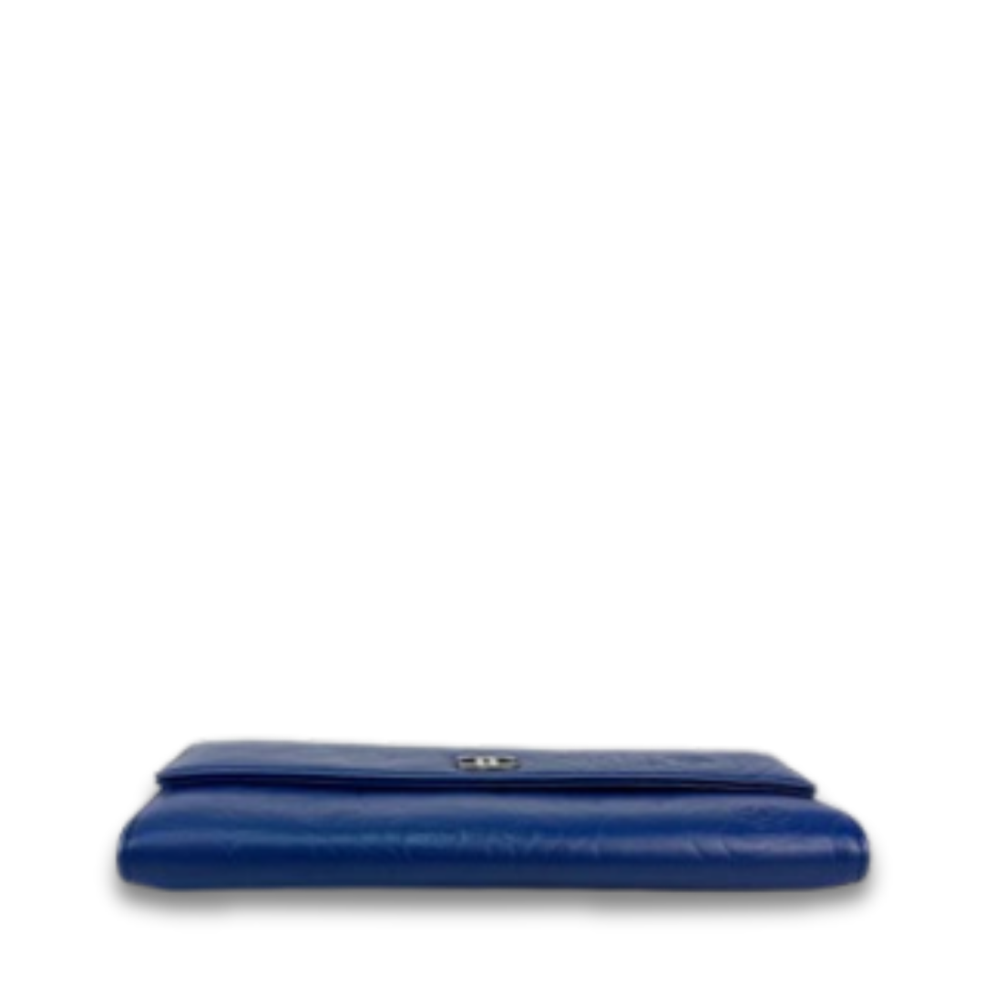 Chanel Blue Camellia Snap Wallet