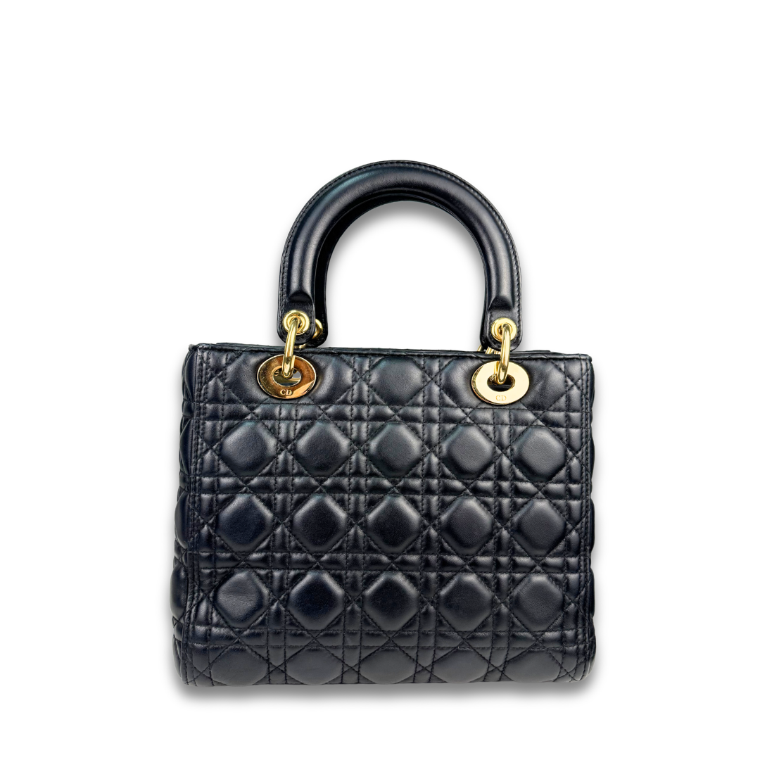 Dior Black Lambskin Medium Lady Dior