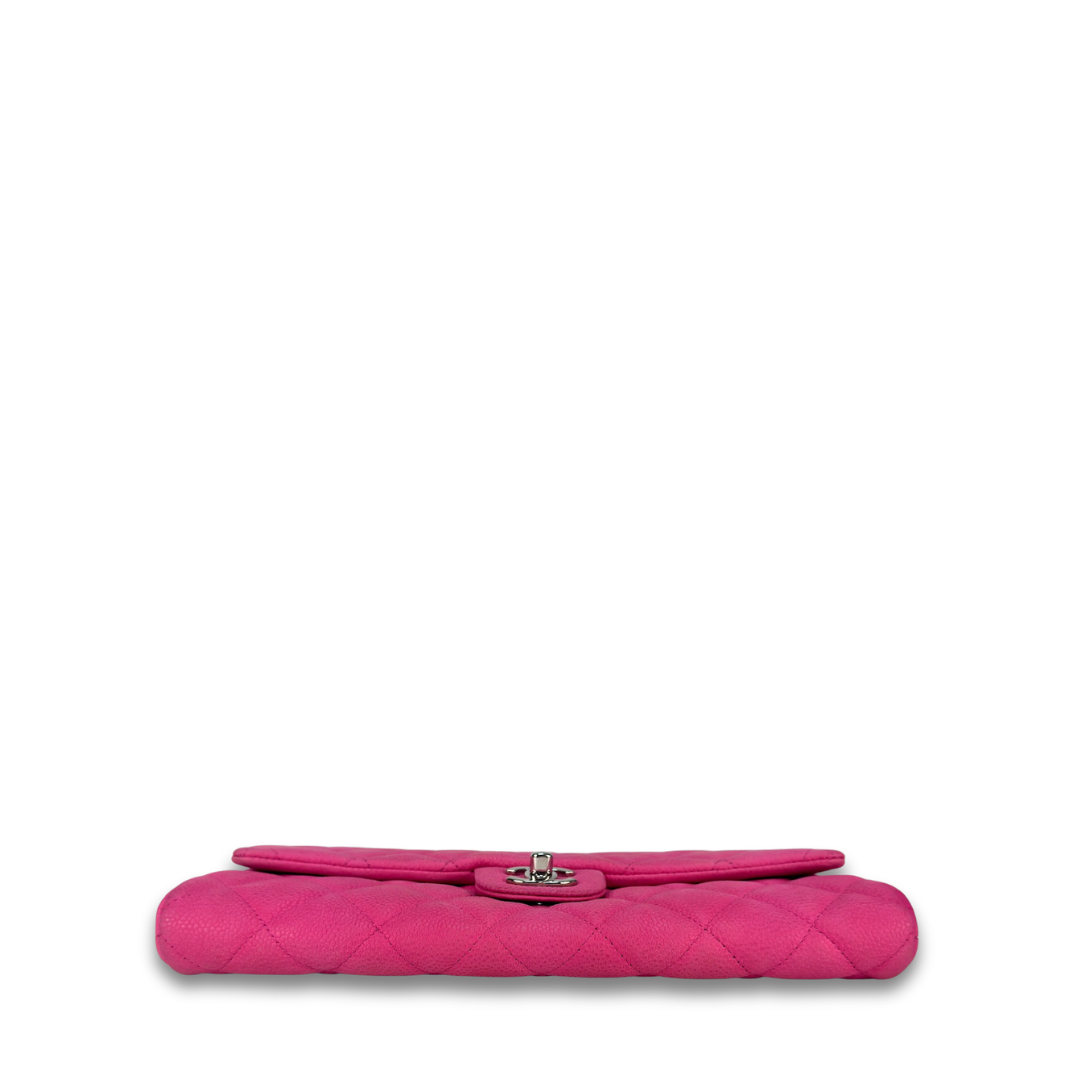 Chanel Hot Pink Caviar Classic Flap Clutch