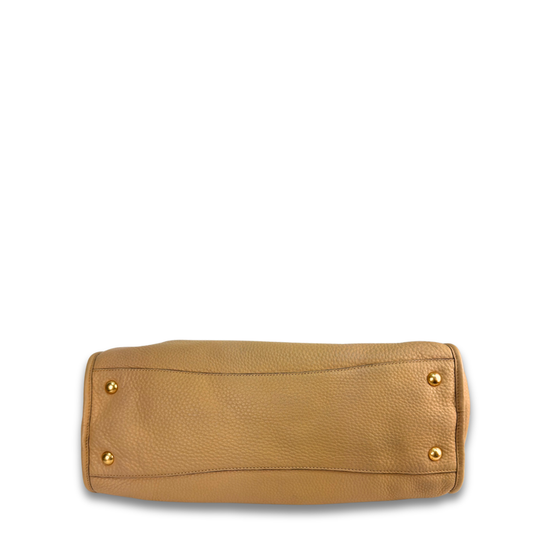 Prada Tan Daino Leather Zip Tote