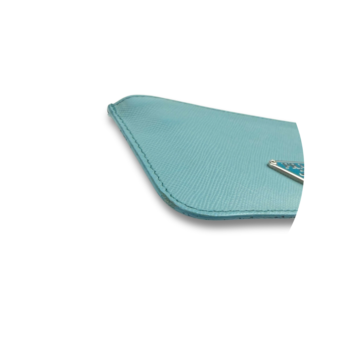 Prada Light Blue Saffiano Key Pouch