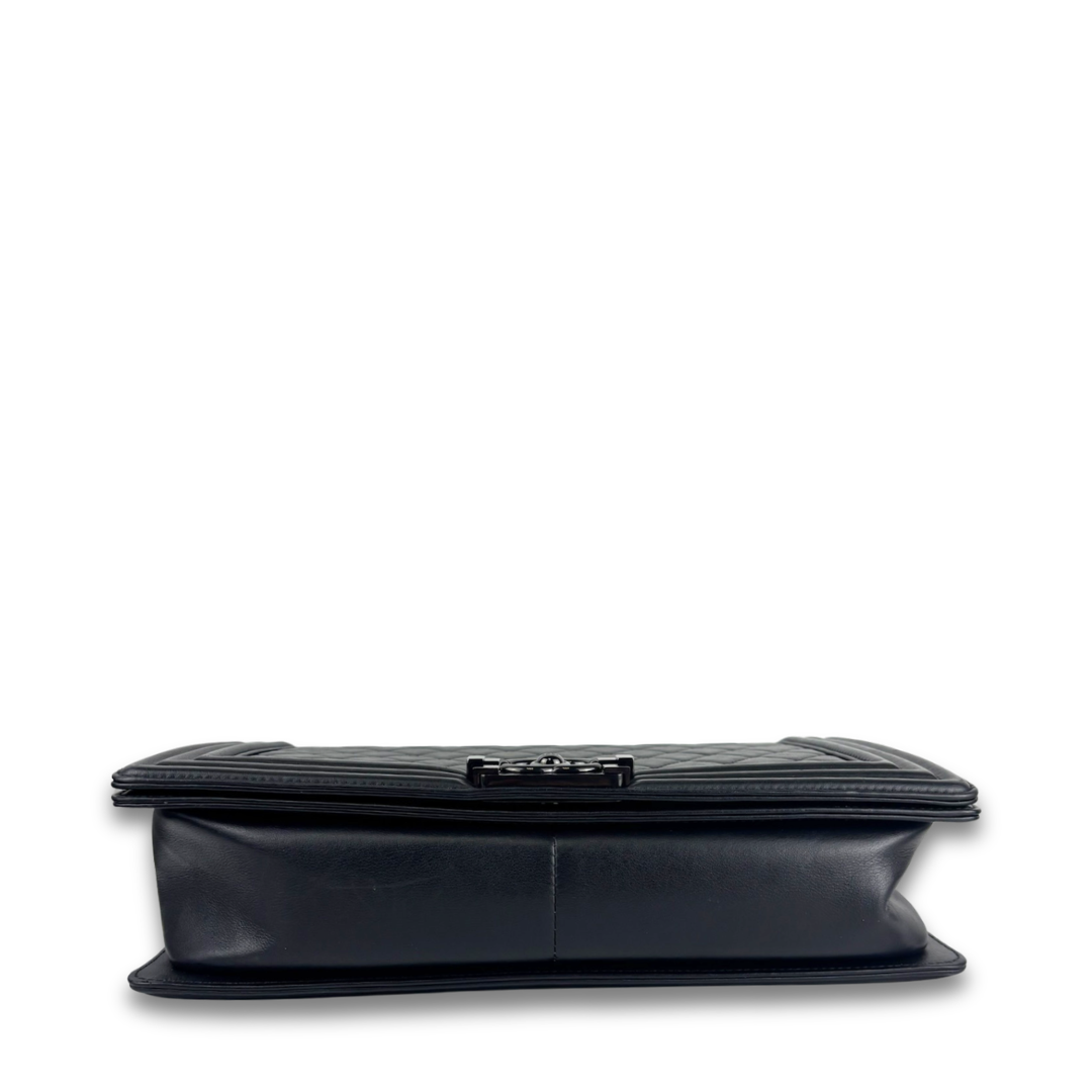 Chanel So Black Large Quilted Calfskin Boy Bag