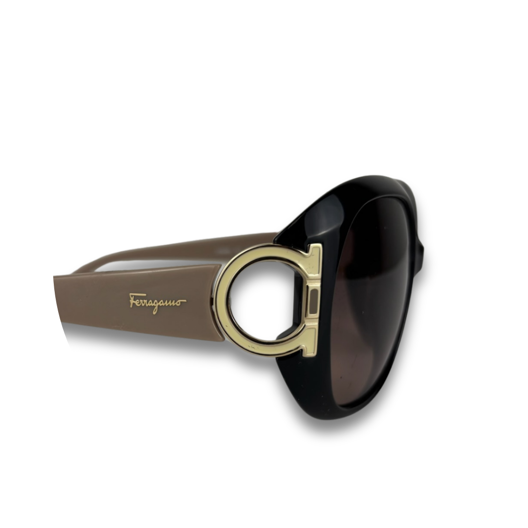Ferragamo Black Gancini Sunglasses