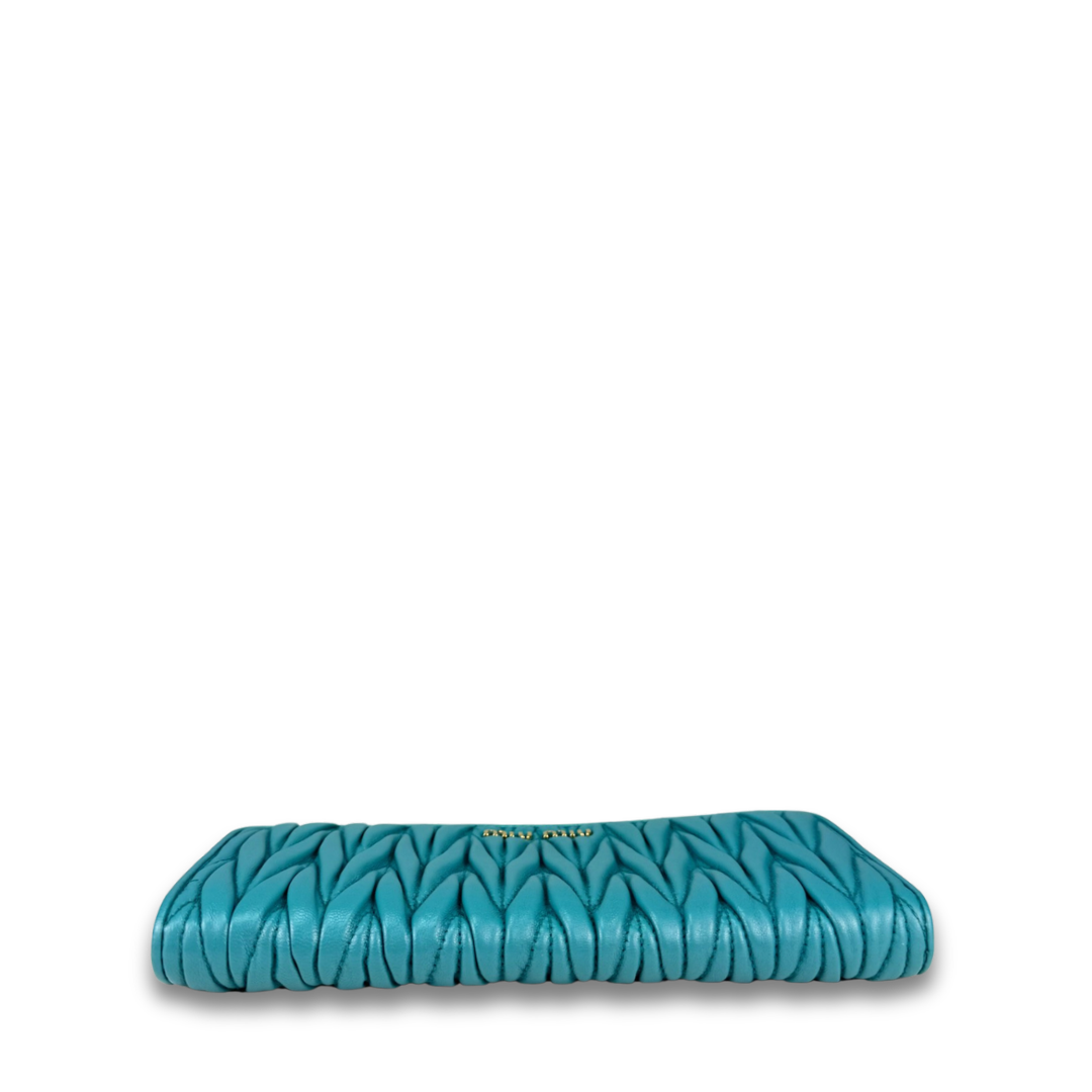 Miu Miu Turquoise Matelasse Continental Wallet