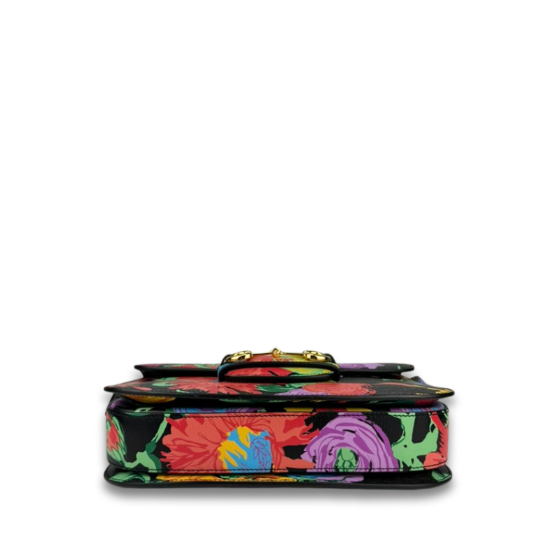 Gucci x Ken Scott Floral Horsebit 1955 Shoulder Bag
