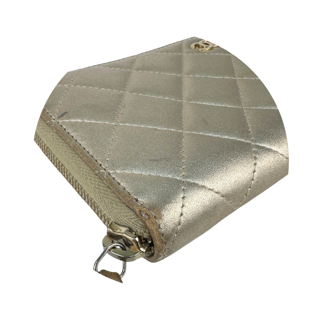 Chanel Metallic Gold Zipper Wallet