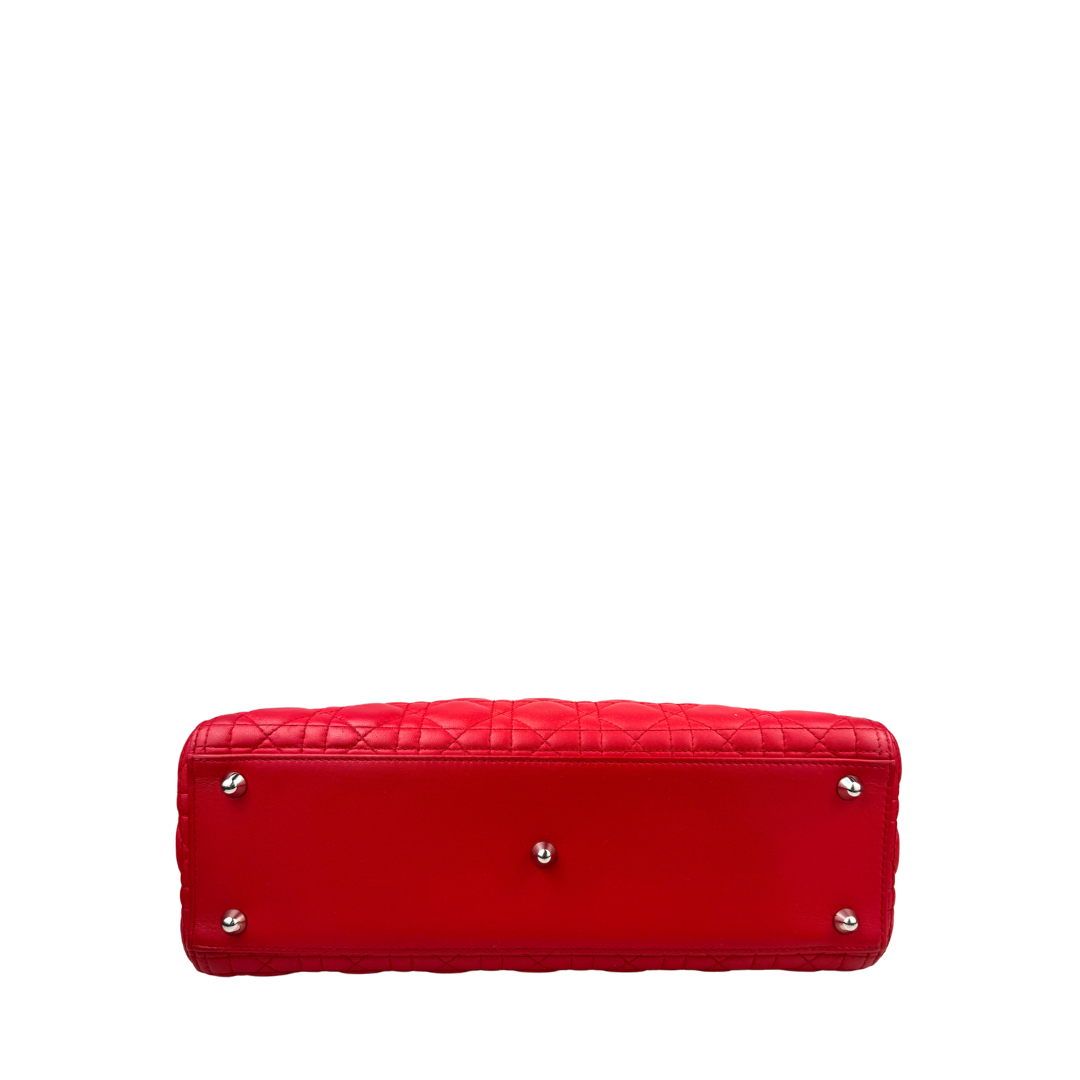Dior Red Lambskin Large Lady Dior