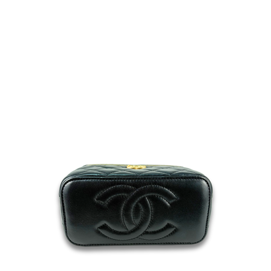 Chanel Black Sweetheart Adjustable Chain Vanity Case