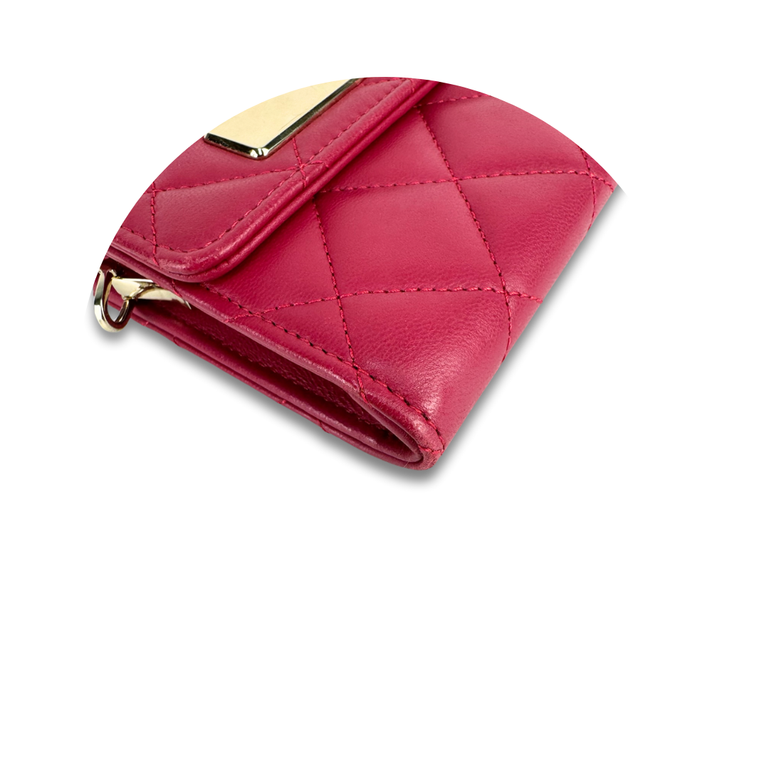 Chanel Fuchsia Quilted Lambskin Trendy CC Yen Wallet