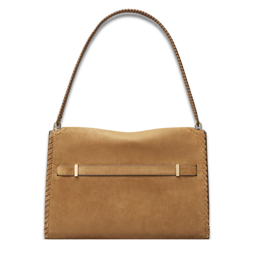 Tory Burch Suede Whipstitch Large Lee Radziwill Shoulder Bag