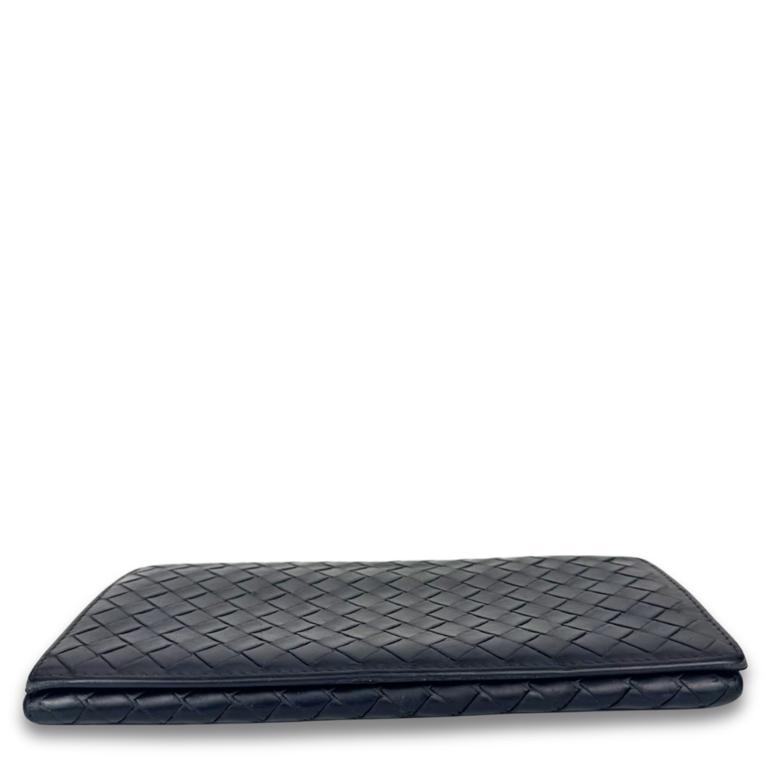 Bottega Veneta Black Intrecciato Long Bifold Wallet