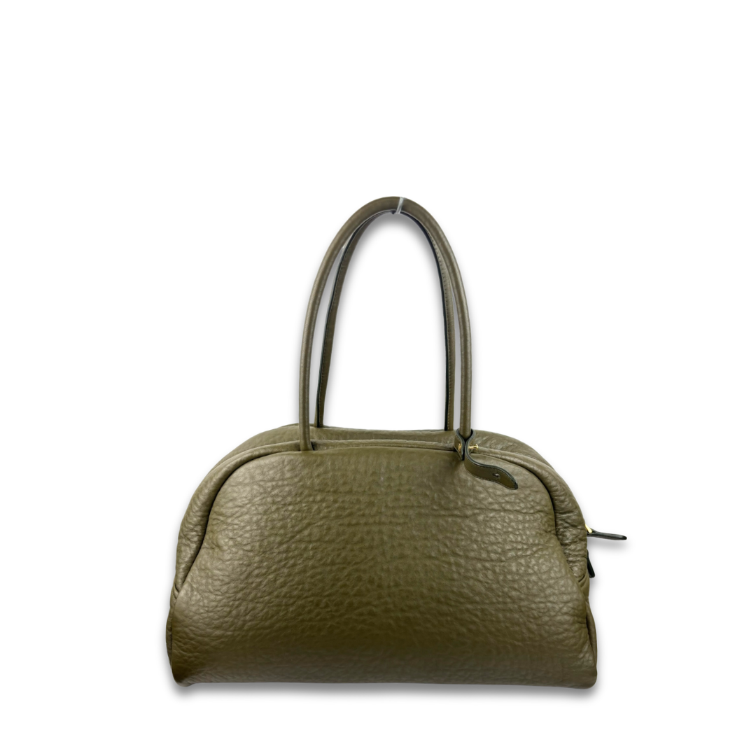 Miu Miu Olive Green Crinkle Leather Shoulder Bag