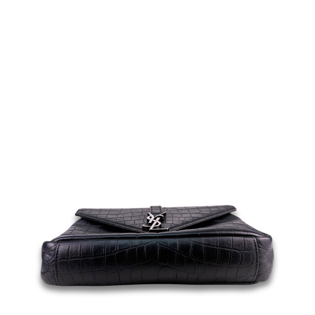 YSL Croc Embossed Medium Collège