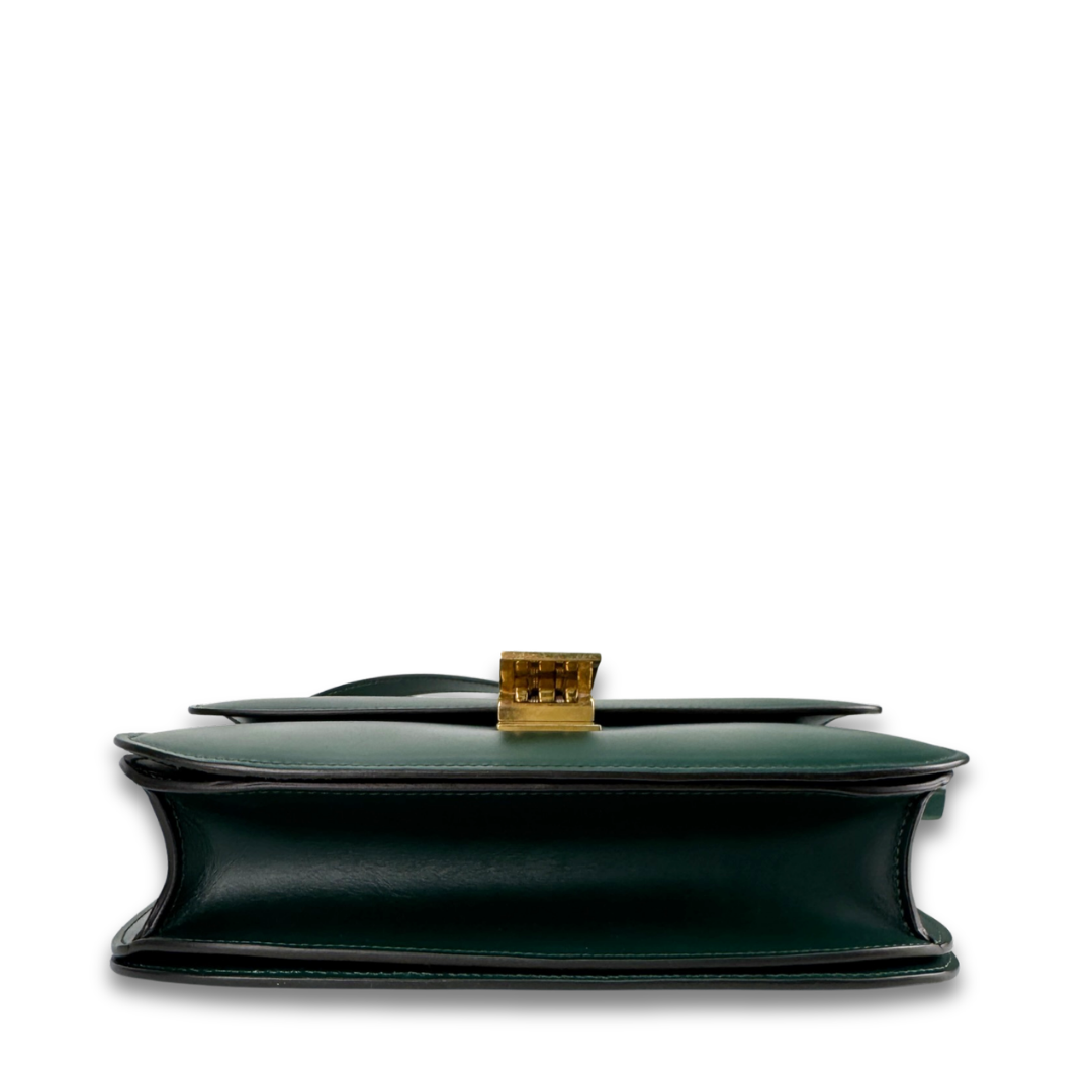 Celine Dark Green Small Calfskin Box Bag