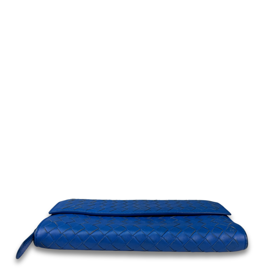 Bottega Veneta Blue Intrecciato Continental Flap Wallet