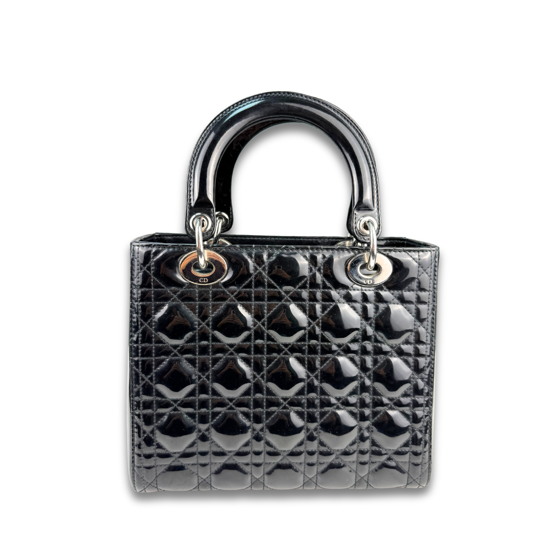 Dior Black Patent Medium Lady Dior