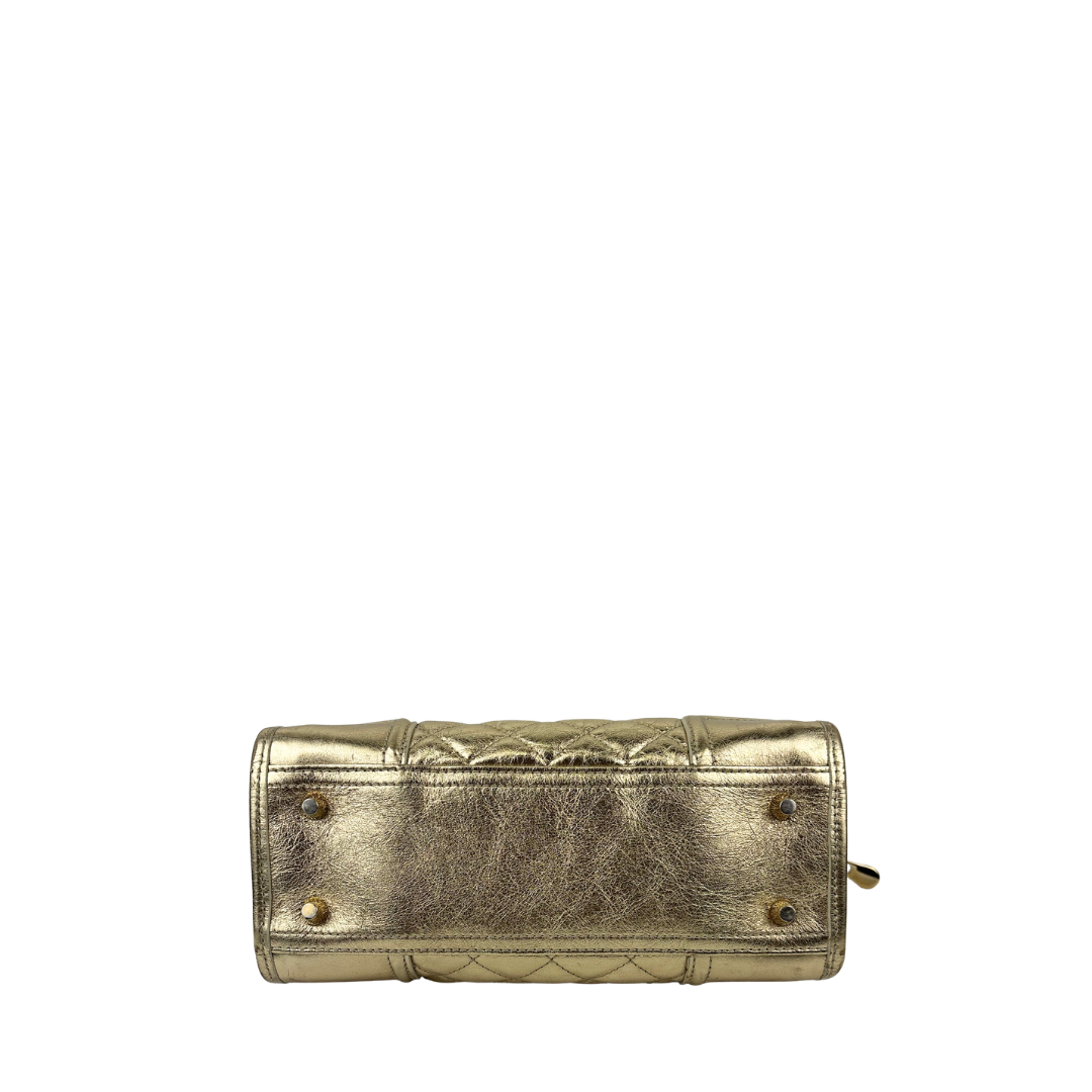 Burberry Gold Metallic Mini Manor Bag