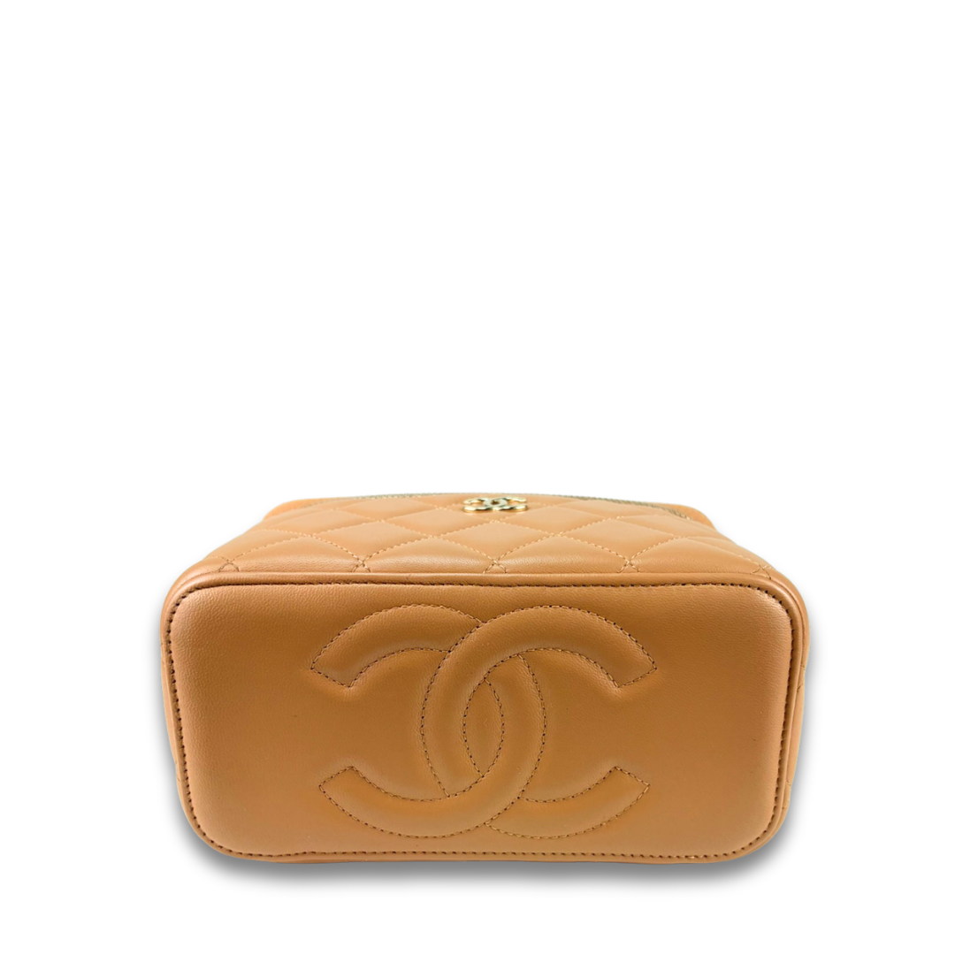 Chanel Tan Classic Small Top Handle Vanity