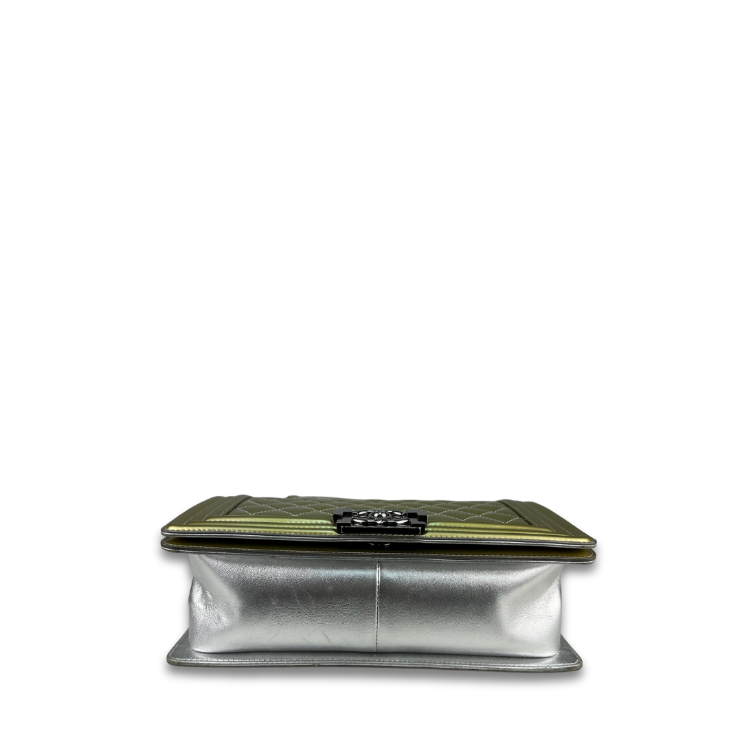 Chanel Metallic Patent Leather Medium Boy Bag