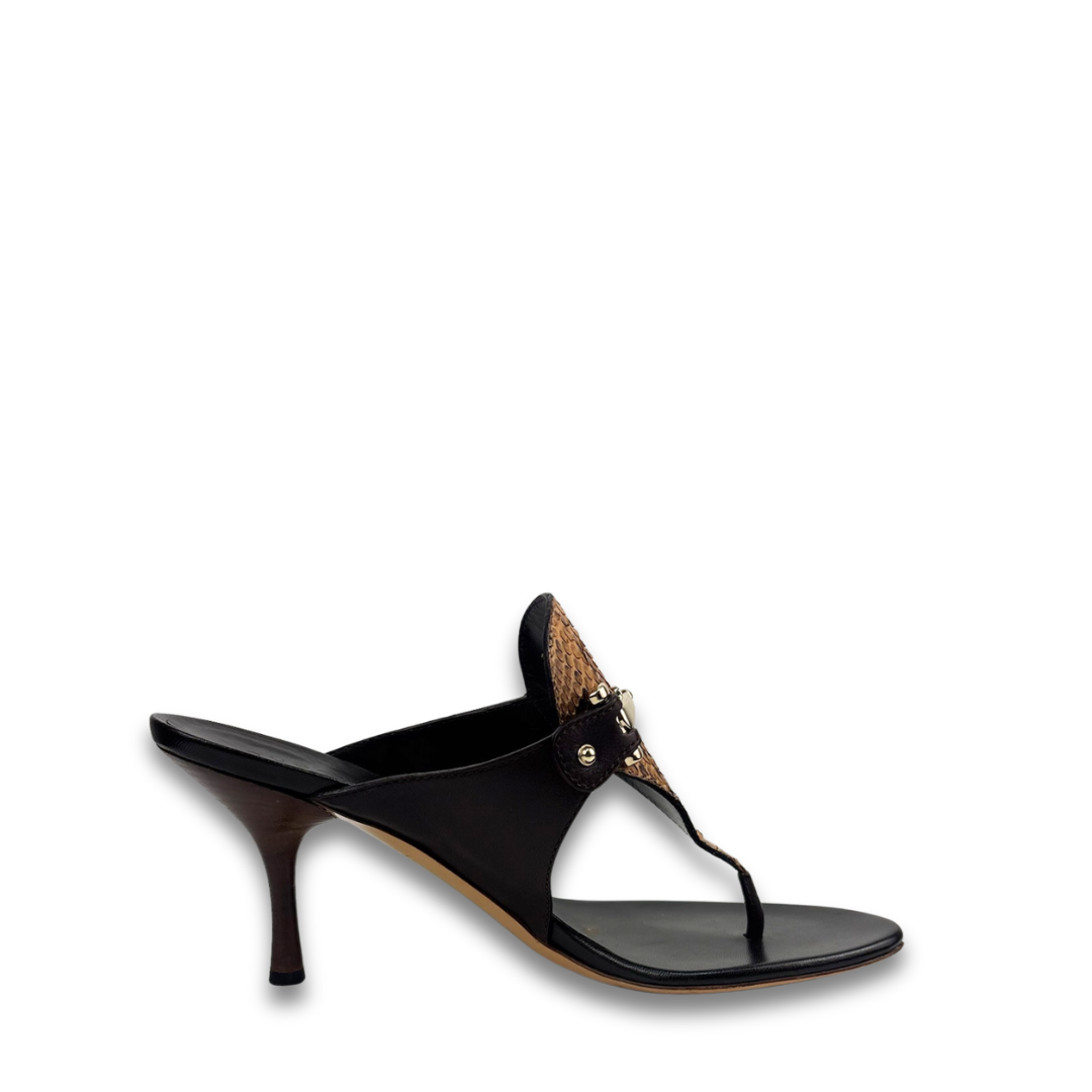Gucci Python Leather Sandals - Size 37.5