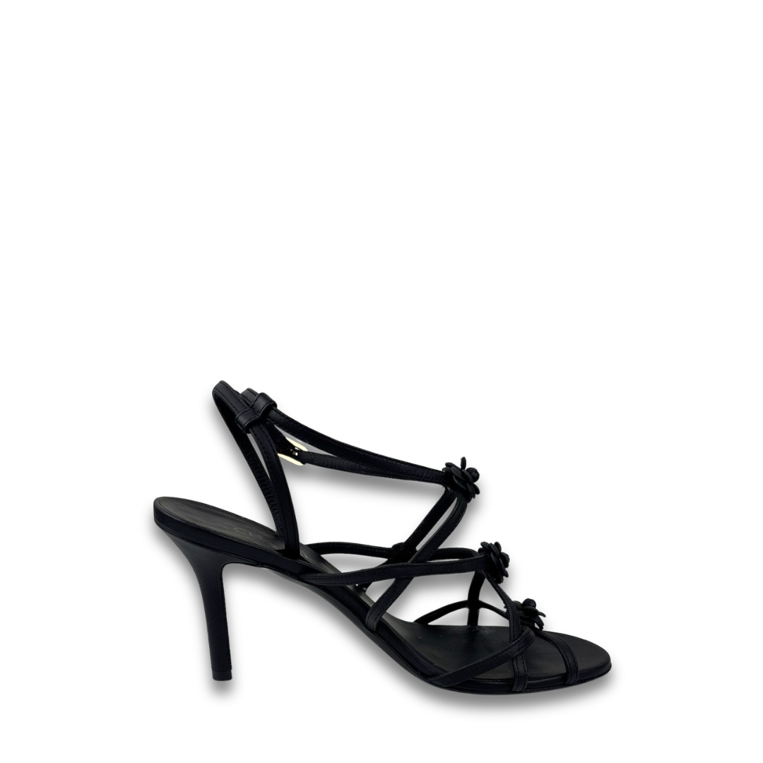Chanel Camellia Strappy Heeled Sandals - Size 37