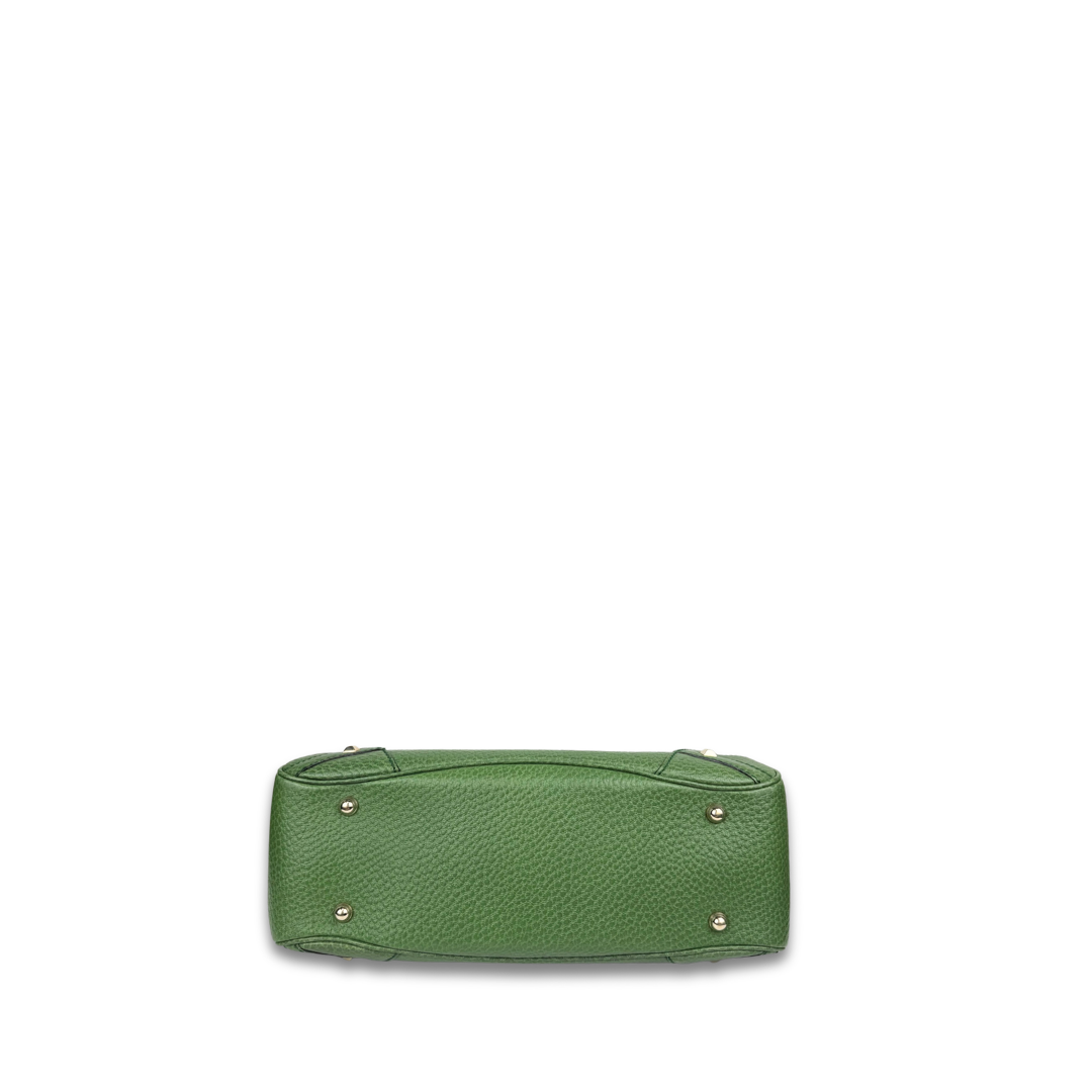 Gucci Green Nailhead Bamboo Top Handle Bag