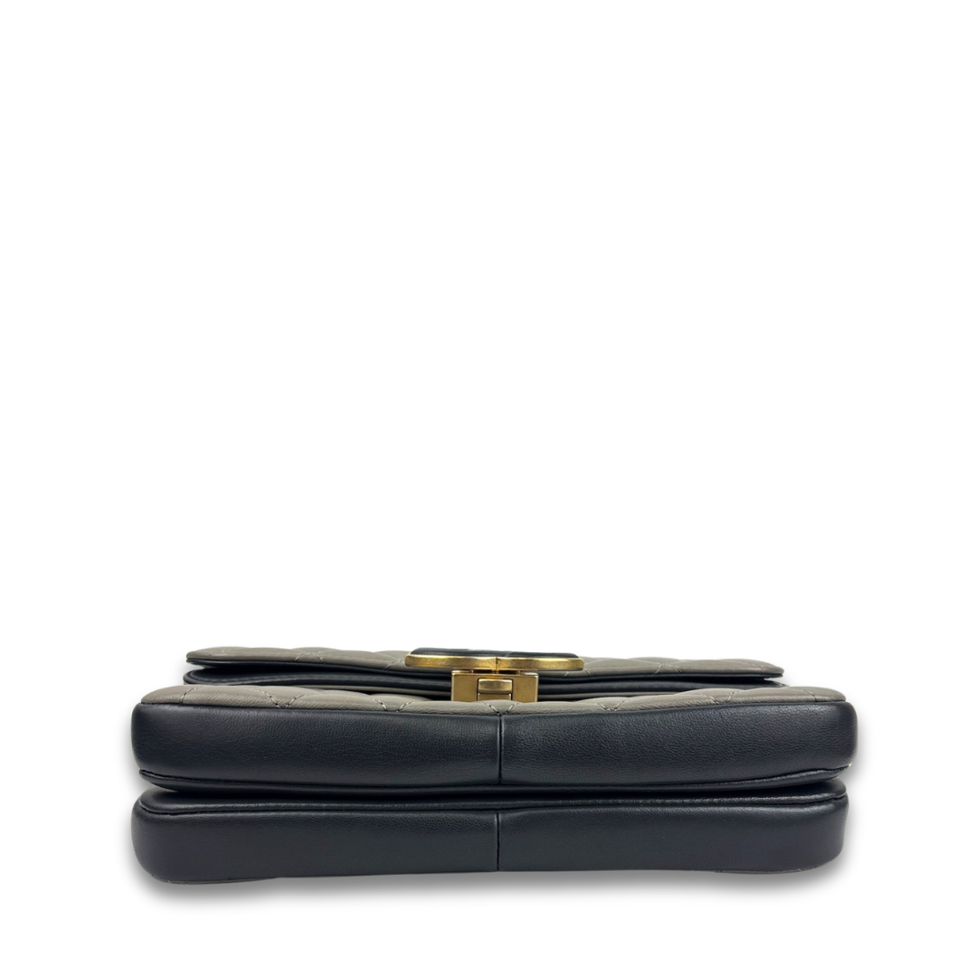 Chanel Quilted Small Grey CC Chic Flap Bag