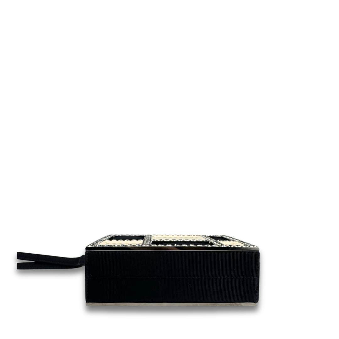 Chanel Piqué Rhinestone Minaudière Box Clutch