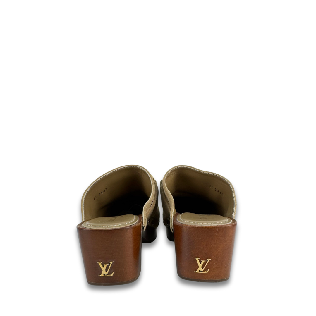 Louis Vuitton Suede Cottage Clogs - Size 37