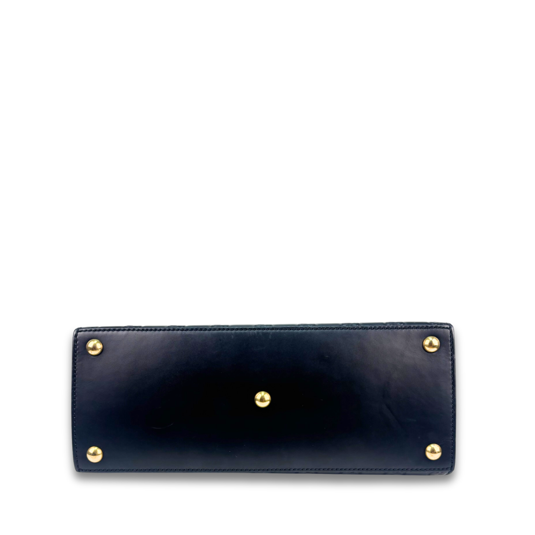 Gucci Black Guccissima Medium Padlock Top Handle