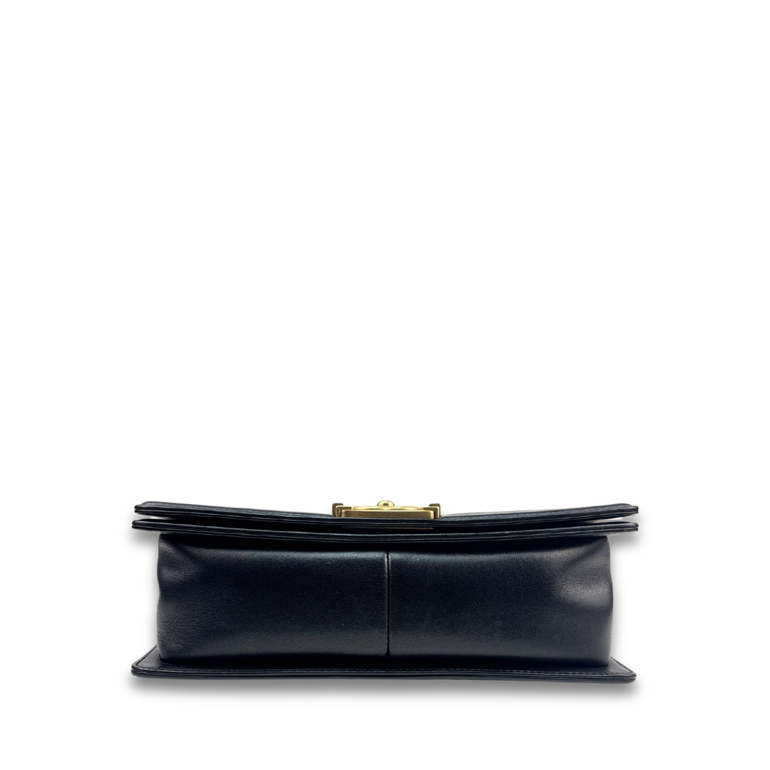 Chanel Black Calfskin Old Medium Boy Bag