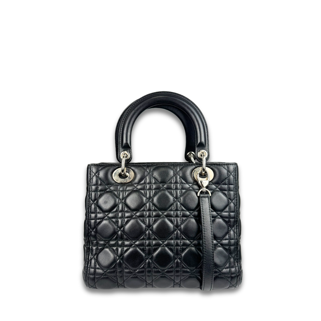 Dior Black Lambskin Medium Lady Dior
