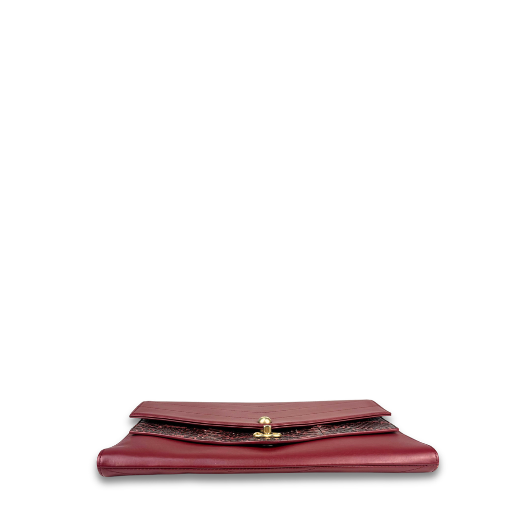 Chanel Elaphe Double Chevron Envelope Clutch