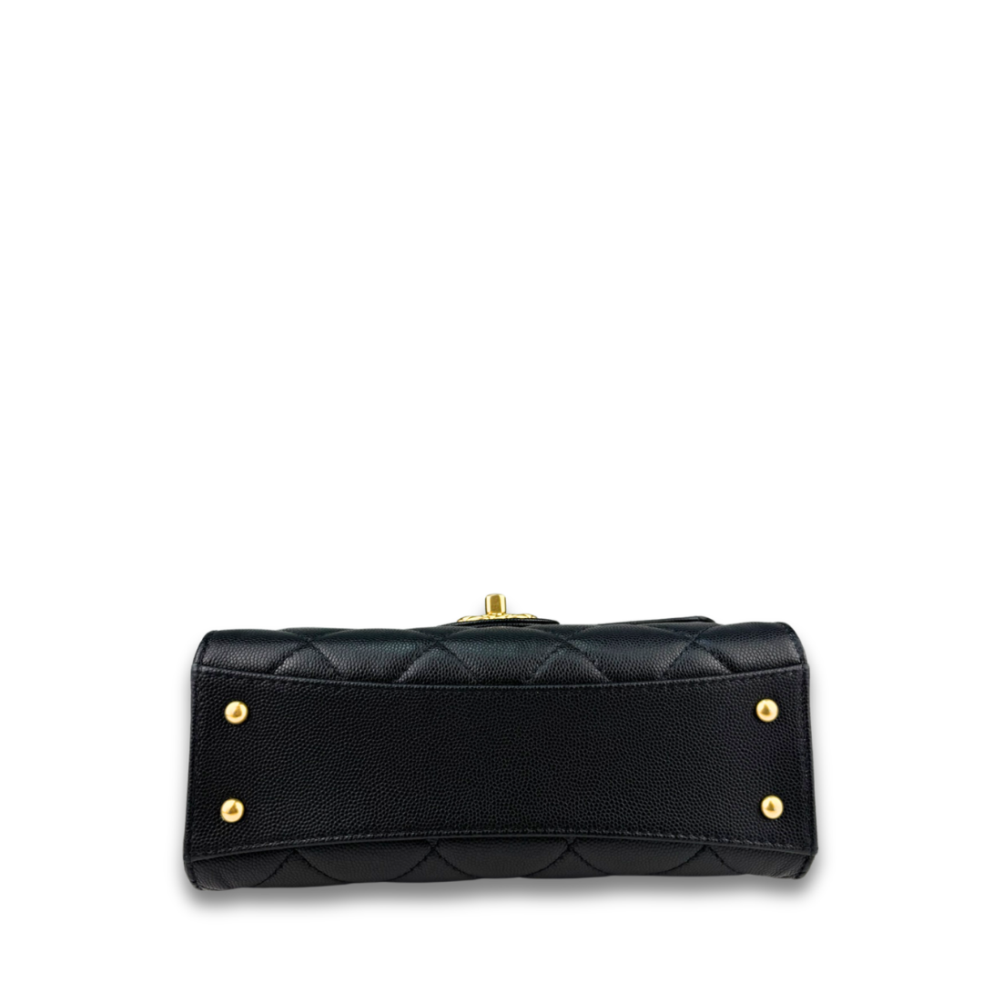 Chanel Black Caviar Top Handle Flap Bag