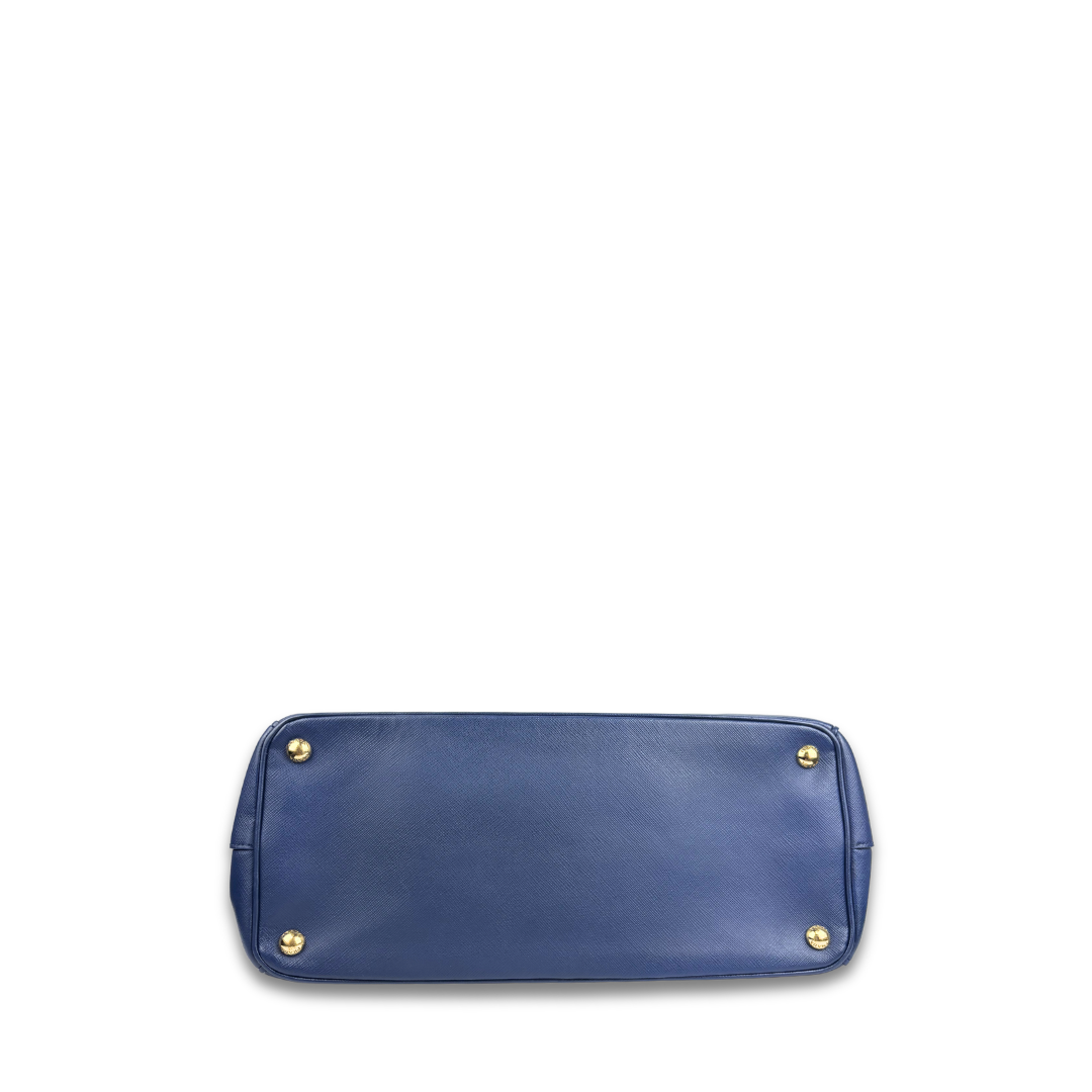 Prada Navy Saffiano Medium Double Zip Galleria