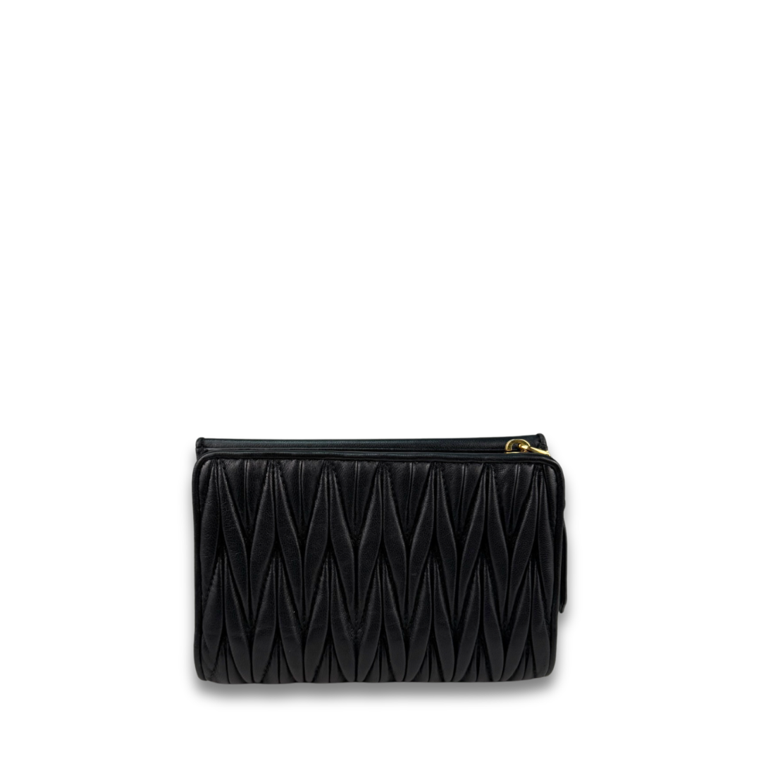 Miu Miu Black Matelasse Mid Size Wallet