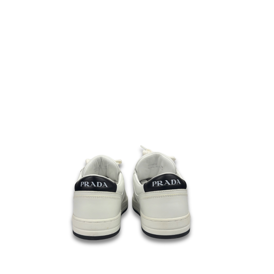 Prada White Leather Downtown Low Top Sneaker - Size 39