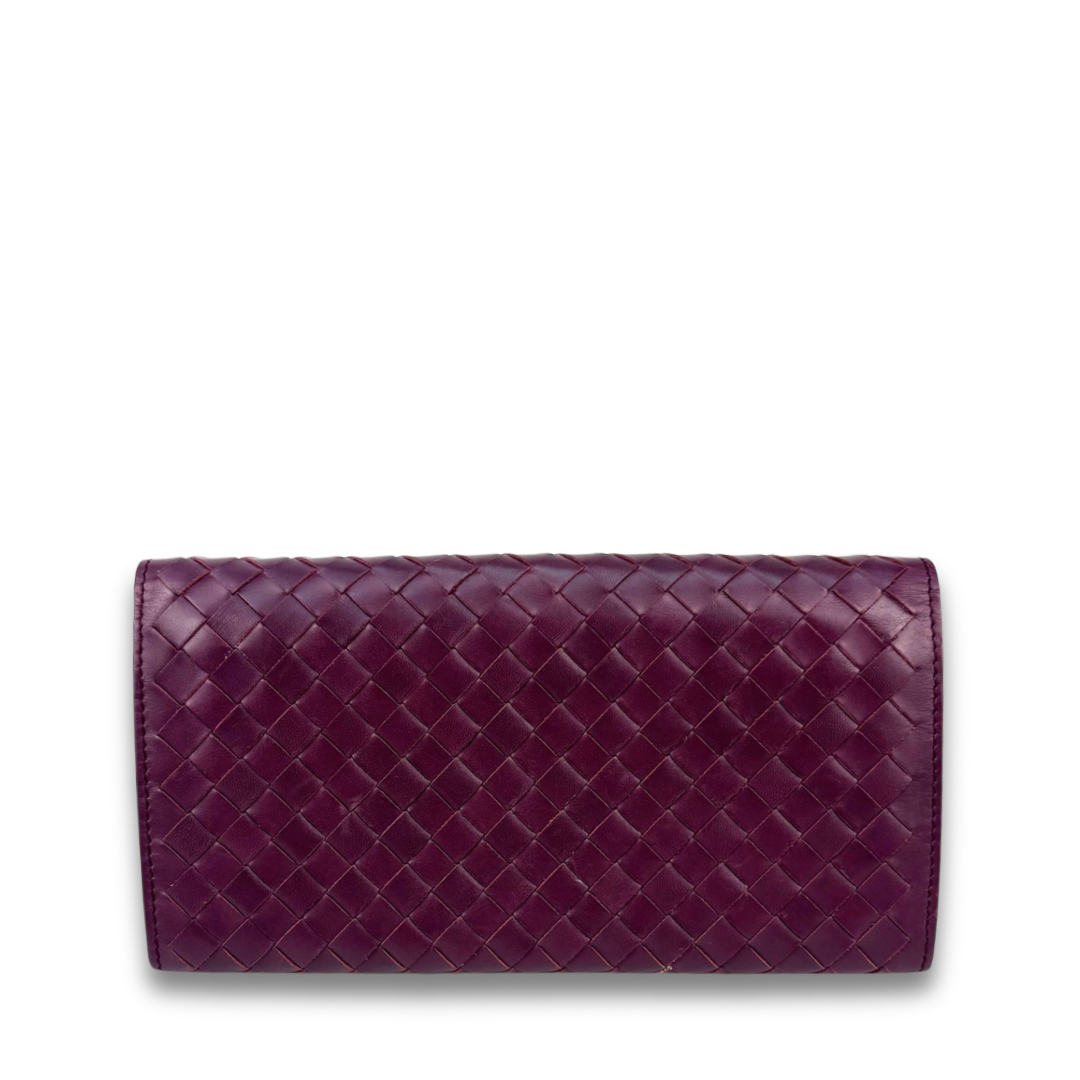 Bottega Veneta Plum Intrecciato Bifold Wallet