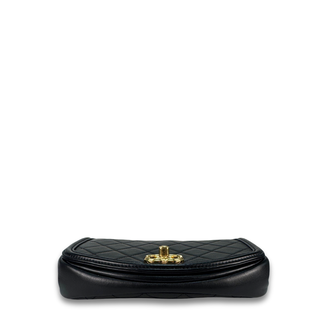 Chanel Black Small Underline Saddle Flap Bag