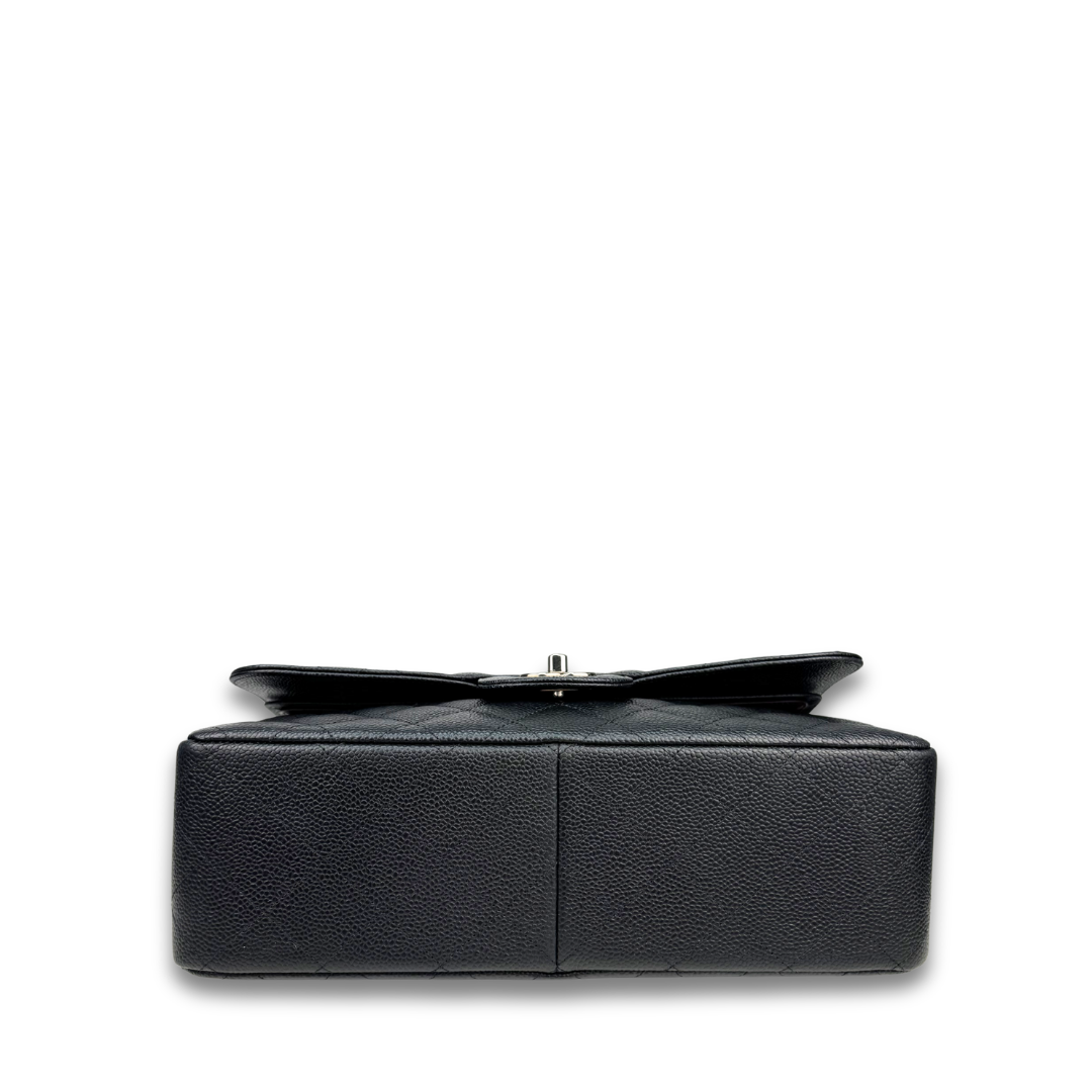 Chanel Black Quilted Caviar Jumbo Double Flap