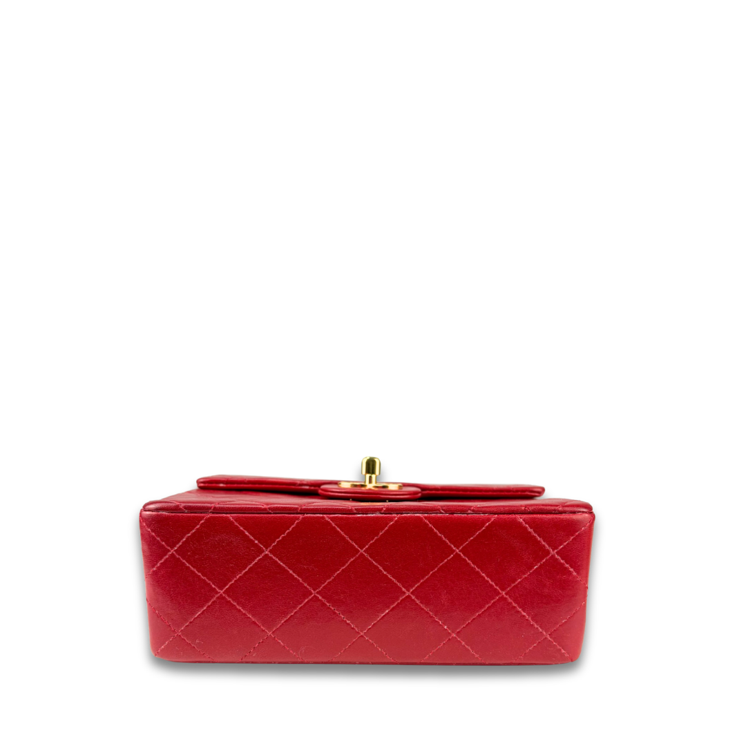 Chanel Classic Red Lambskin Square Mini