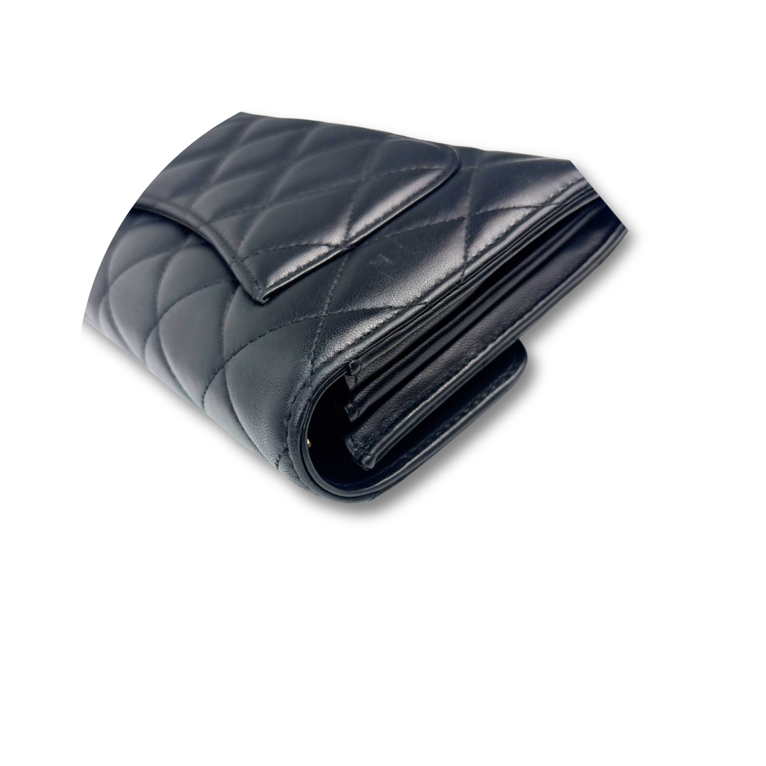 Chanel Black Lambskin Classic Flap Wallet