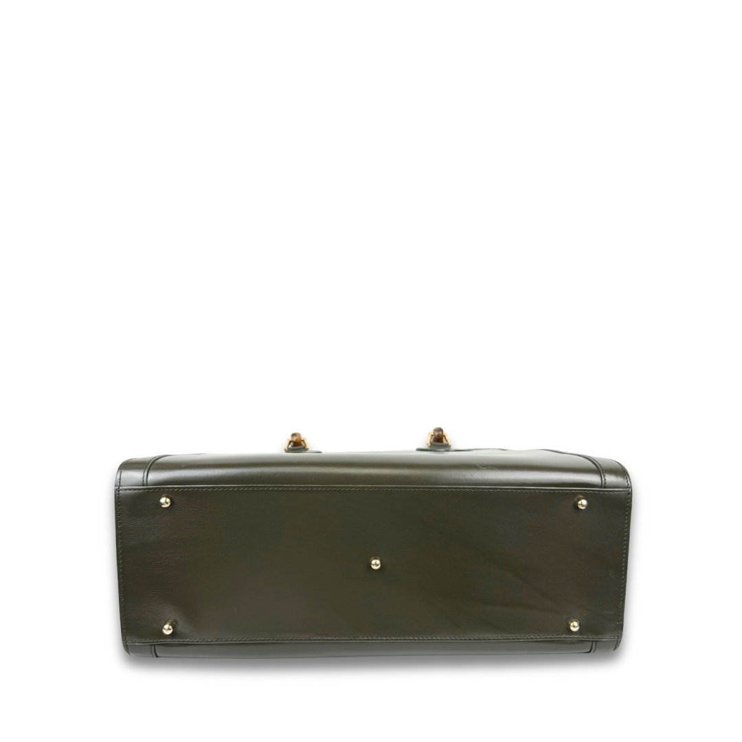 Gucci Diana Green Bamboo Tote Bag