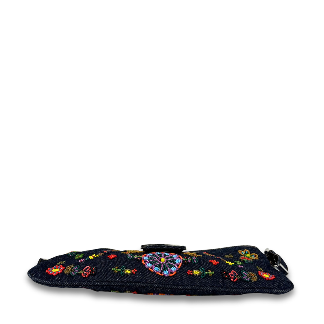 Fendi Beaded Denim Zip Pochette