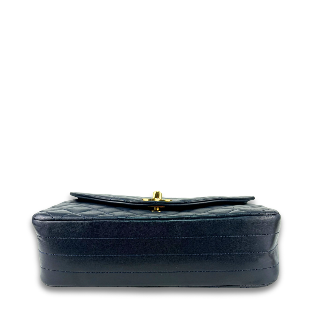 Chanel Navy Blue Lambskin Halfmoon Shoulder Bag