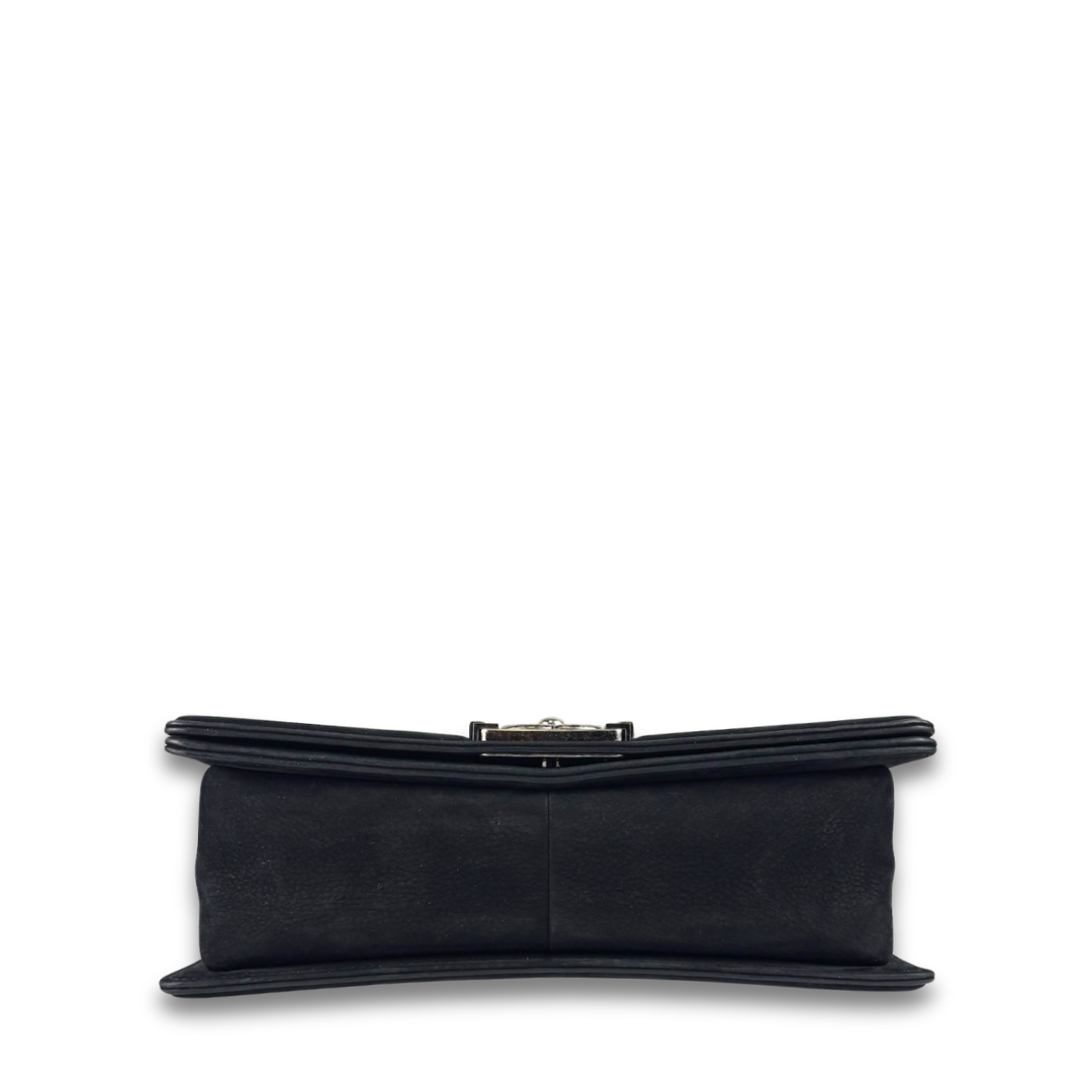 Chanel Black Suede Chevron Old Medium Boy Bag