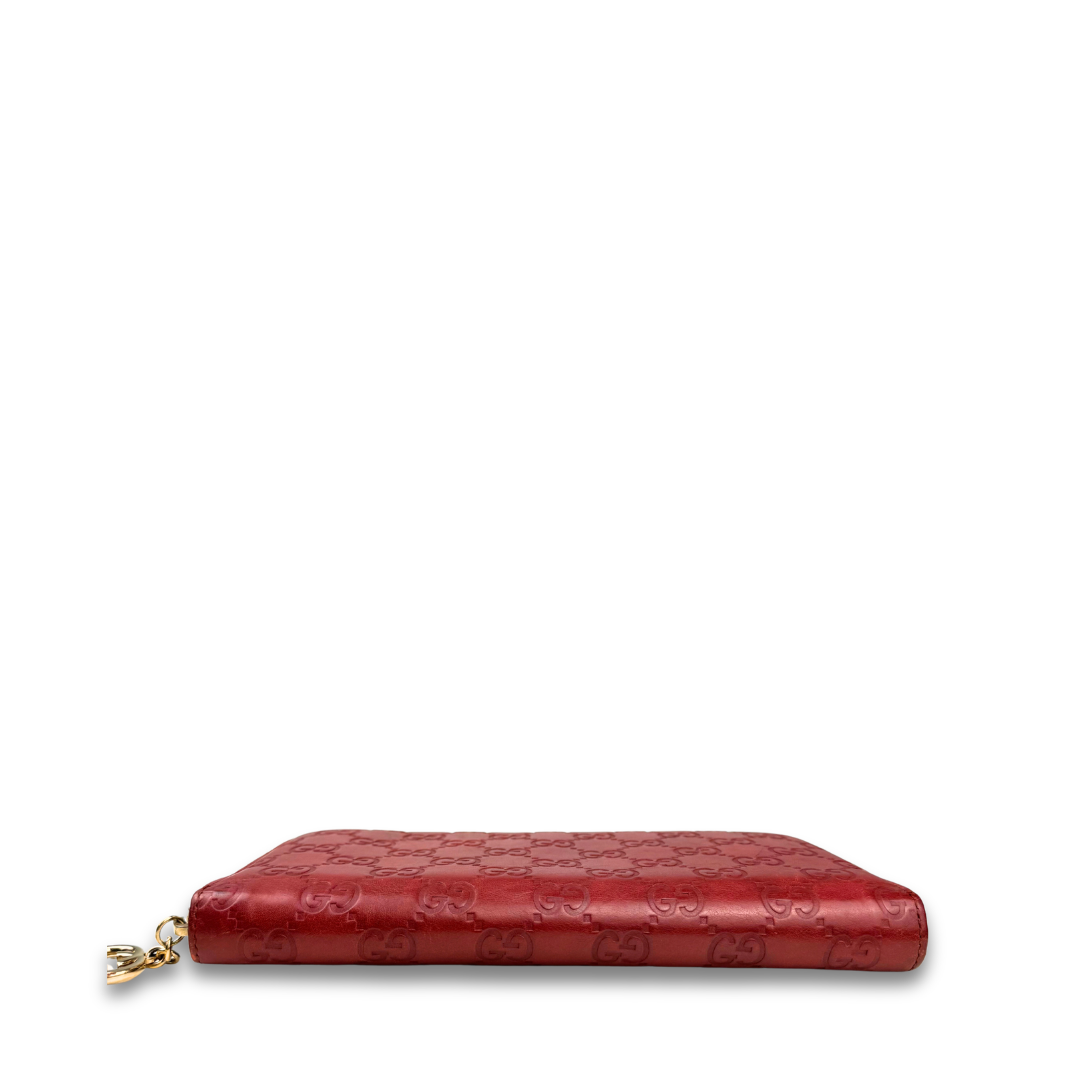 Gucci Red Guccissima Zip Around wallet