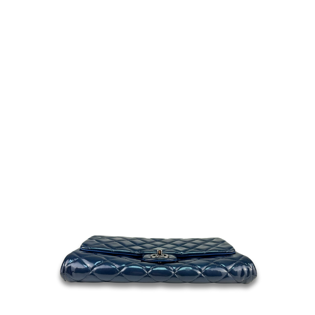 Chanel Navy Patent Leather Clutch on Chain
